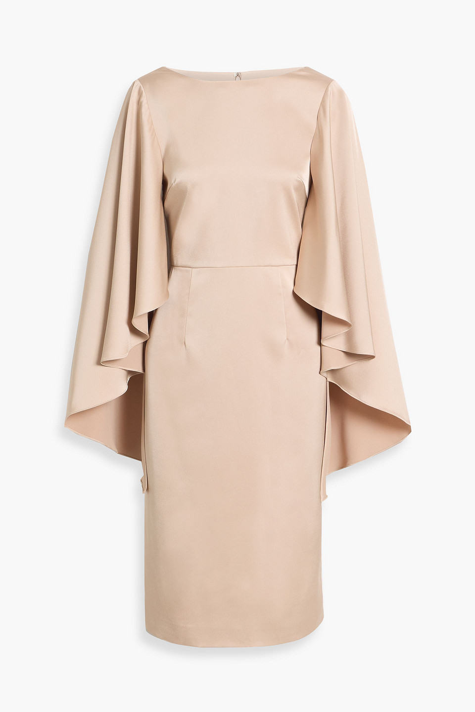 Mikael Aghal Cape-effect Satin Dress In Neutral