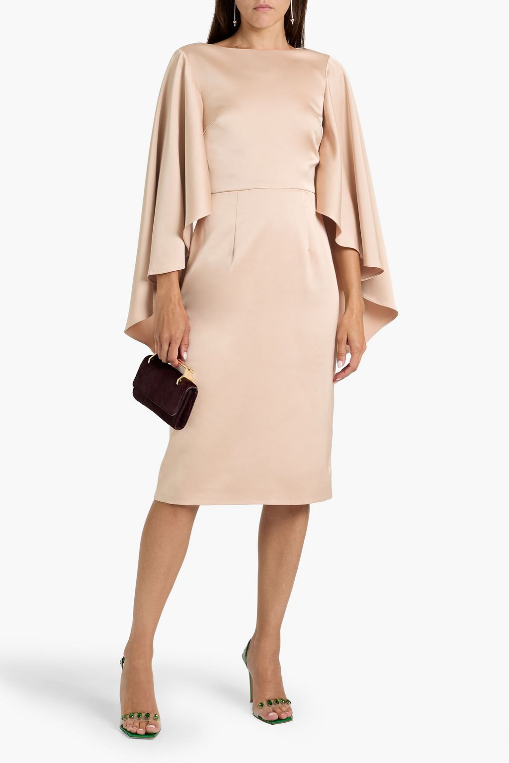 MIKAEL AGHAL Cape-effect satin dress