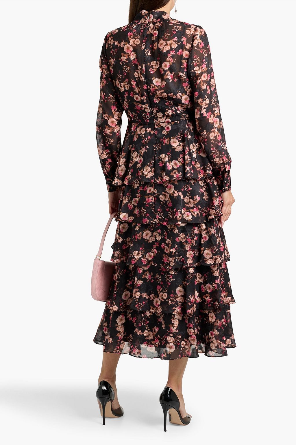 MIKAEL AGHAL Tiered floral-print fil coupé chiffon midi dress