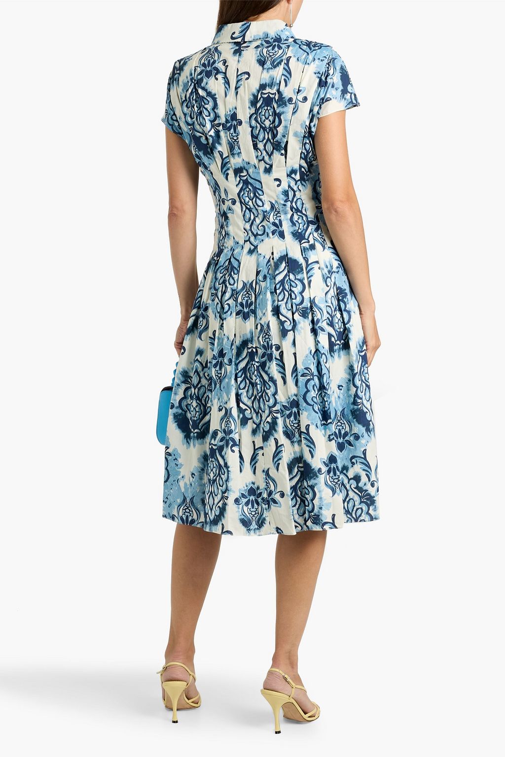 MIKAEL AGHAL Pleated printed cotton-poplin midi shirt dress