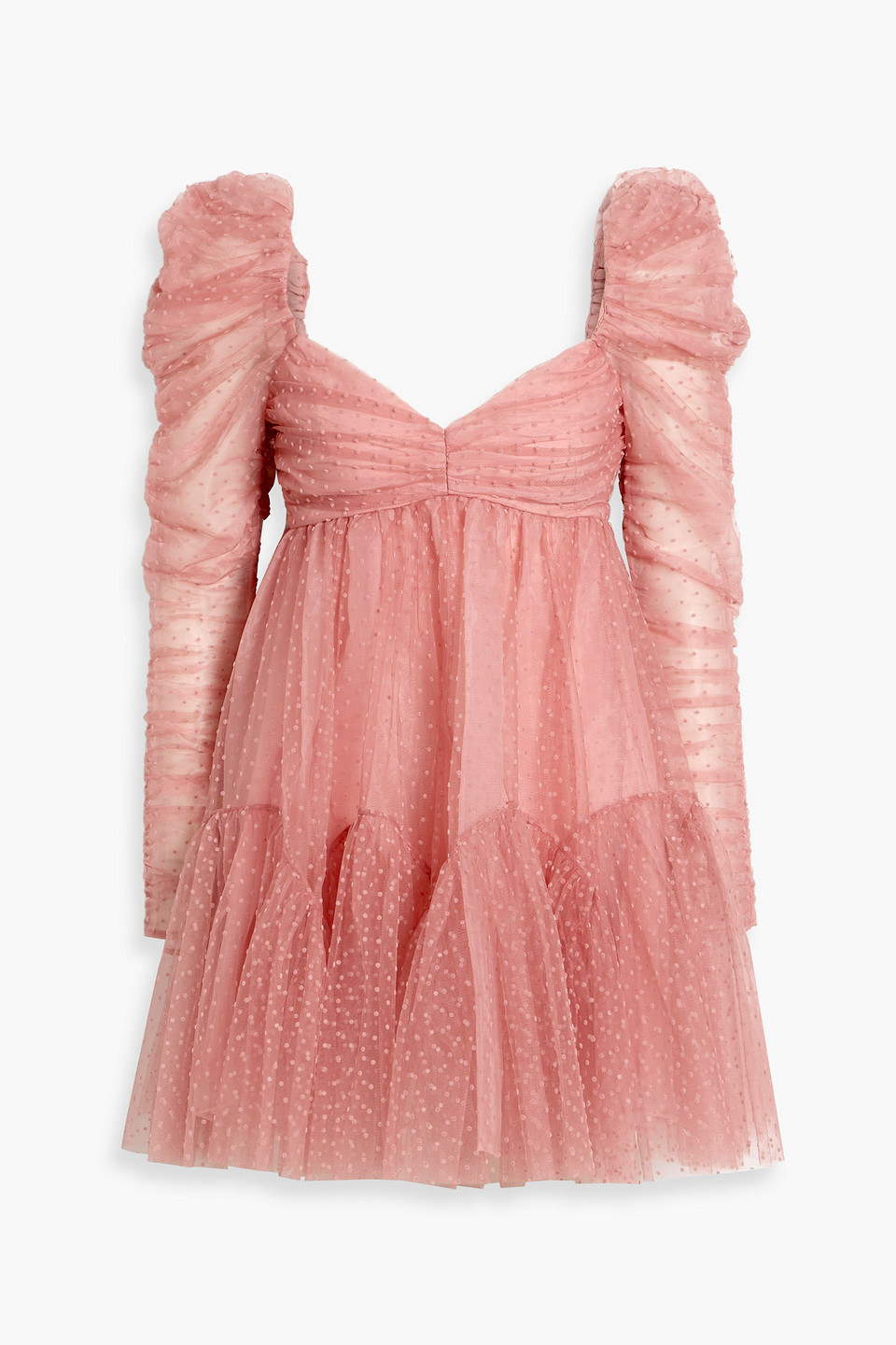 Zimmermann Polka-dot Flocked Tulle Mini Dress In Pink