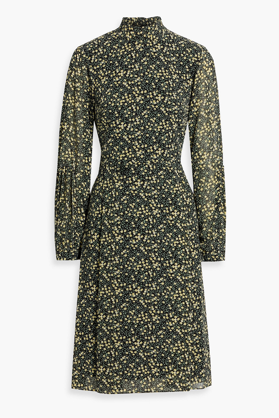 Mikael Aghal Floral-print Crepe De Chine Dress In Green