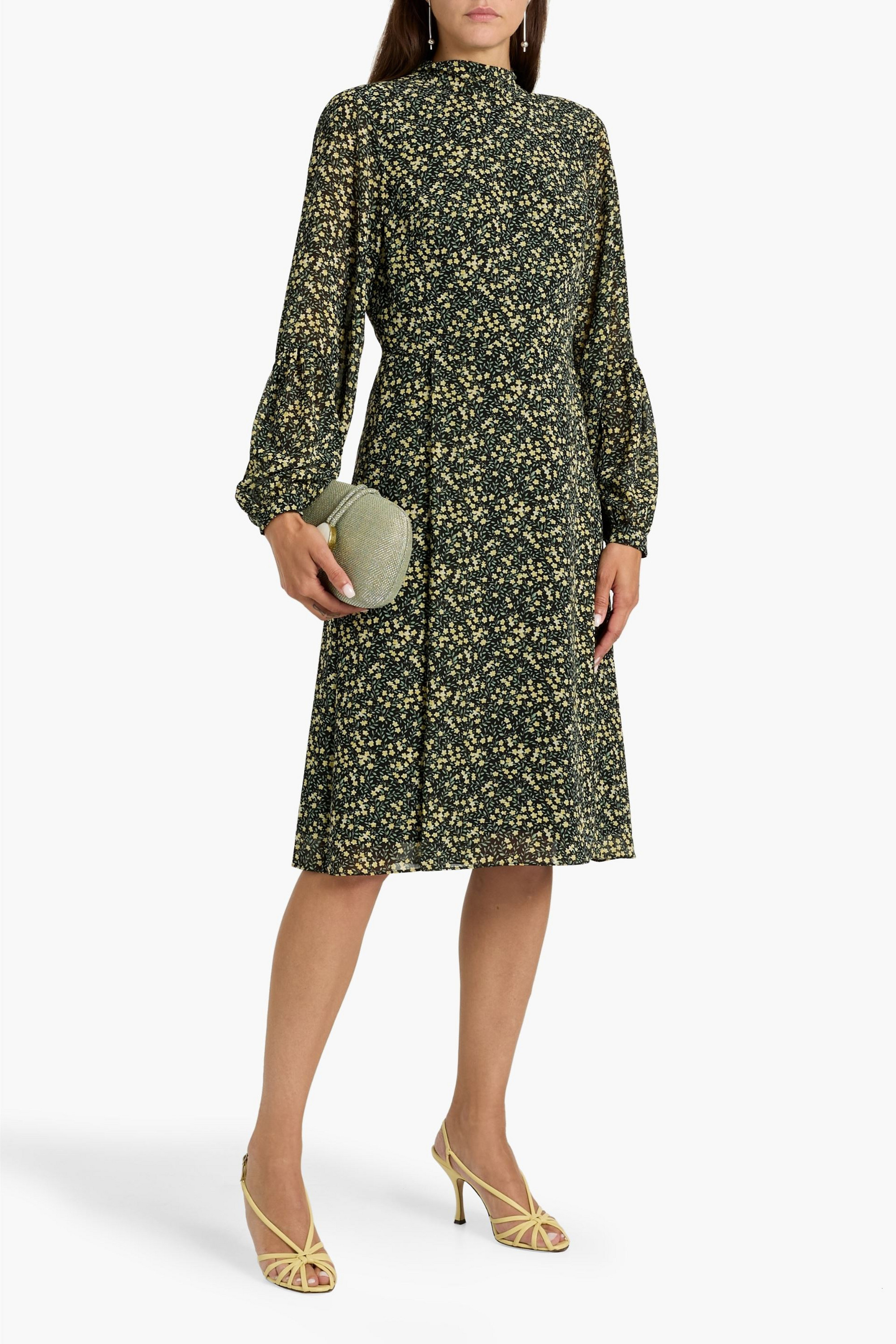 MIKAEL AGHAL Floral-print crepe de chine dress