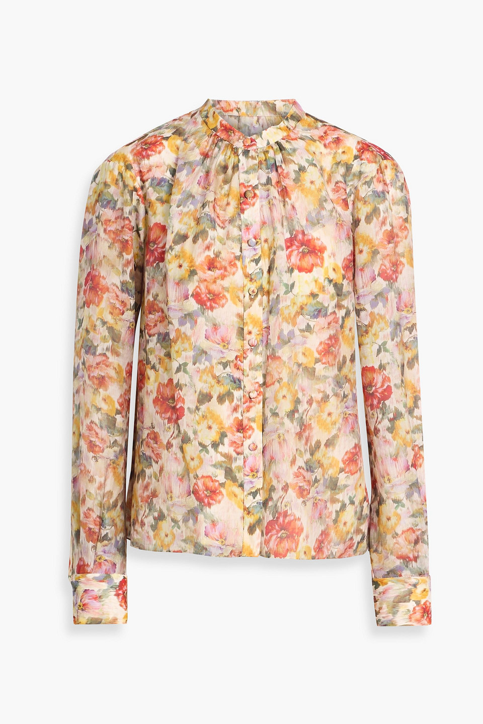 Mikael Aghal Floral-print Crepe De Chine Blouse In Multi