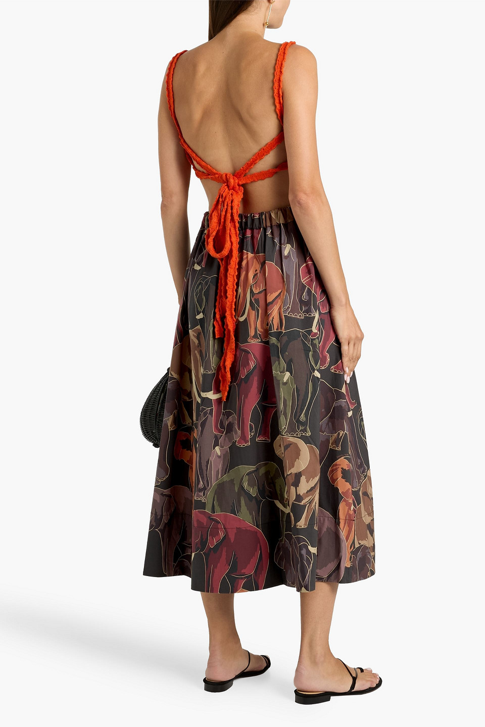 Farm Rio Printed Cotton-poplin Midi Skirt In Multi