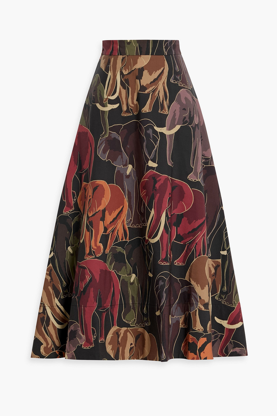 Farm Rio Printed Cotton-poplin Midi Skirt In Multi