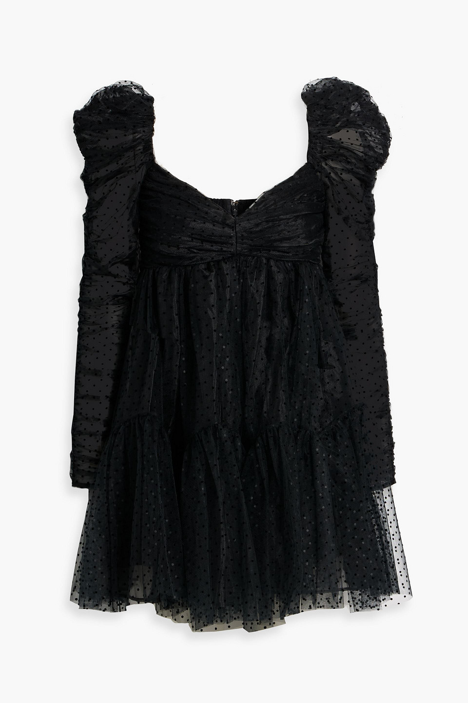 Zimmermann Polka-dot Flocked Tulle Mini Dress In Black