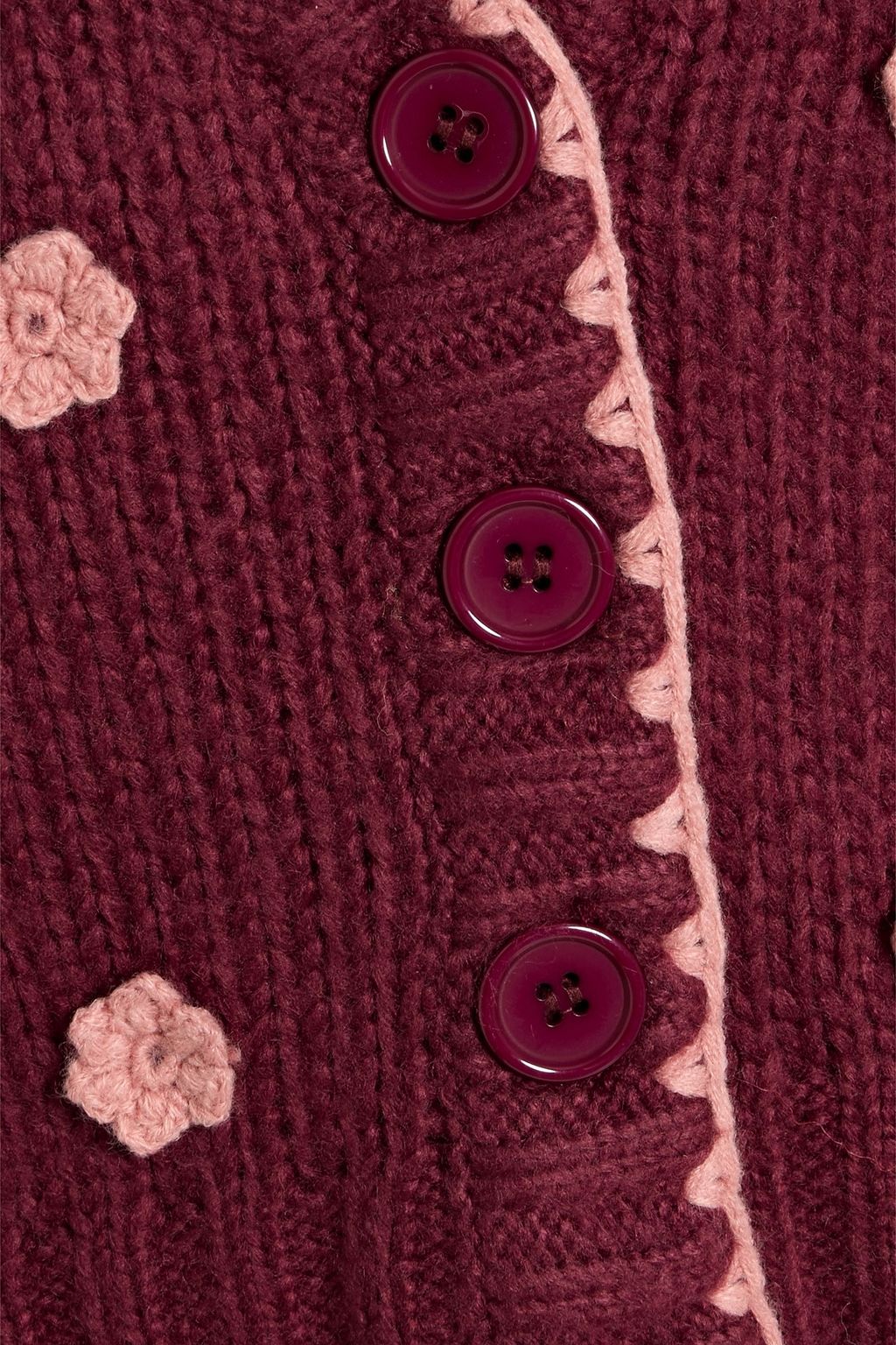 FARM RIO Floral-appliquéd knitted cardigan