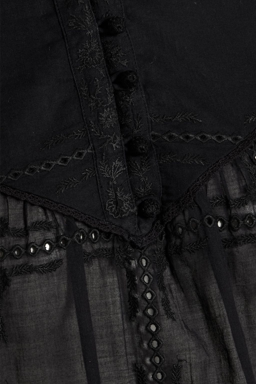 FARM RIO Embroidered cotton-voile top