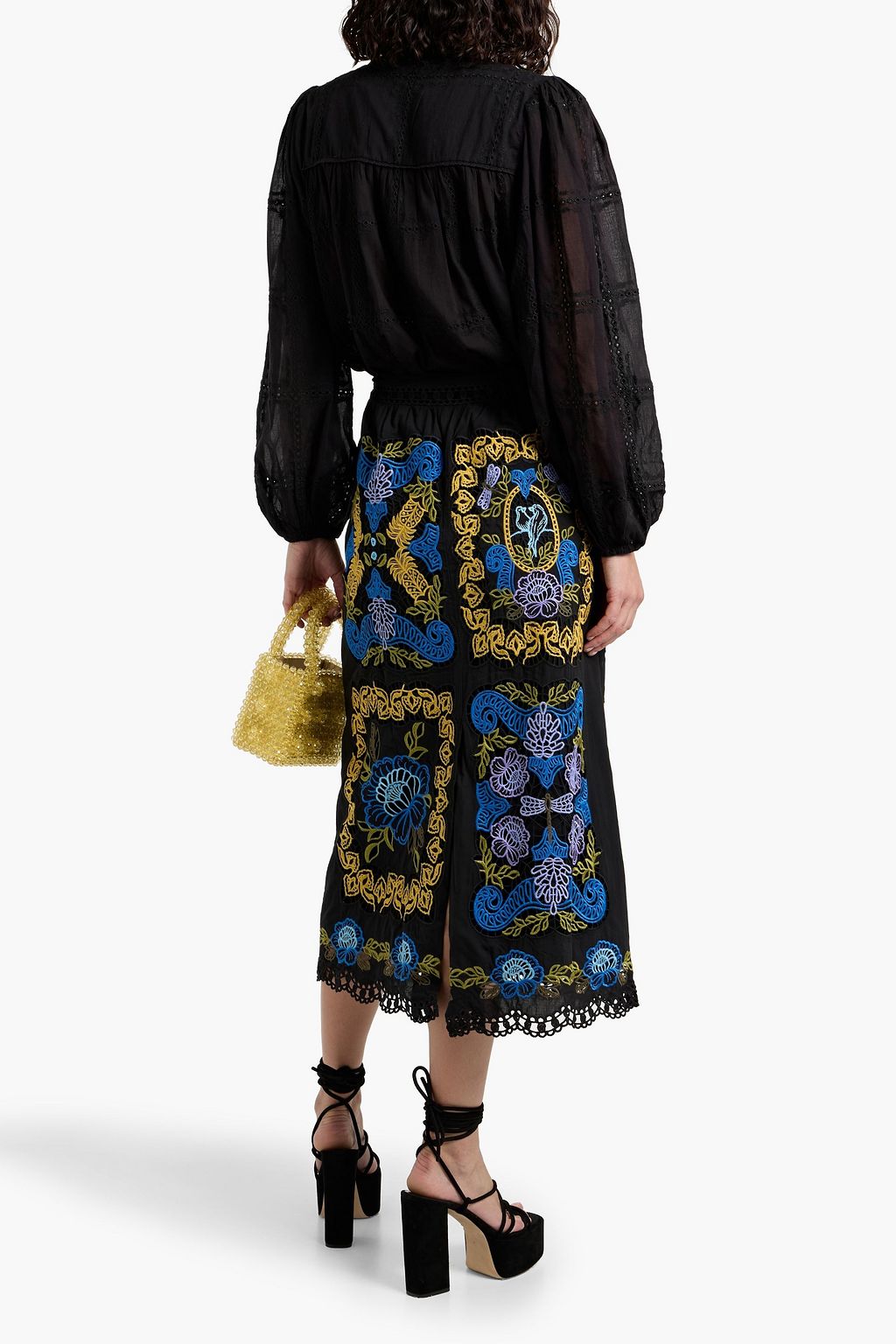 FARM RIO Embroidered cotton-voile top