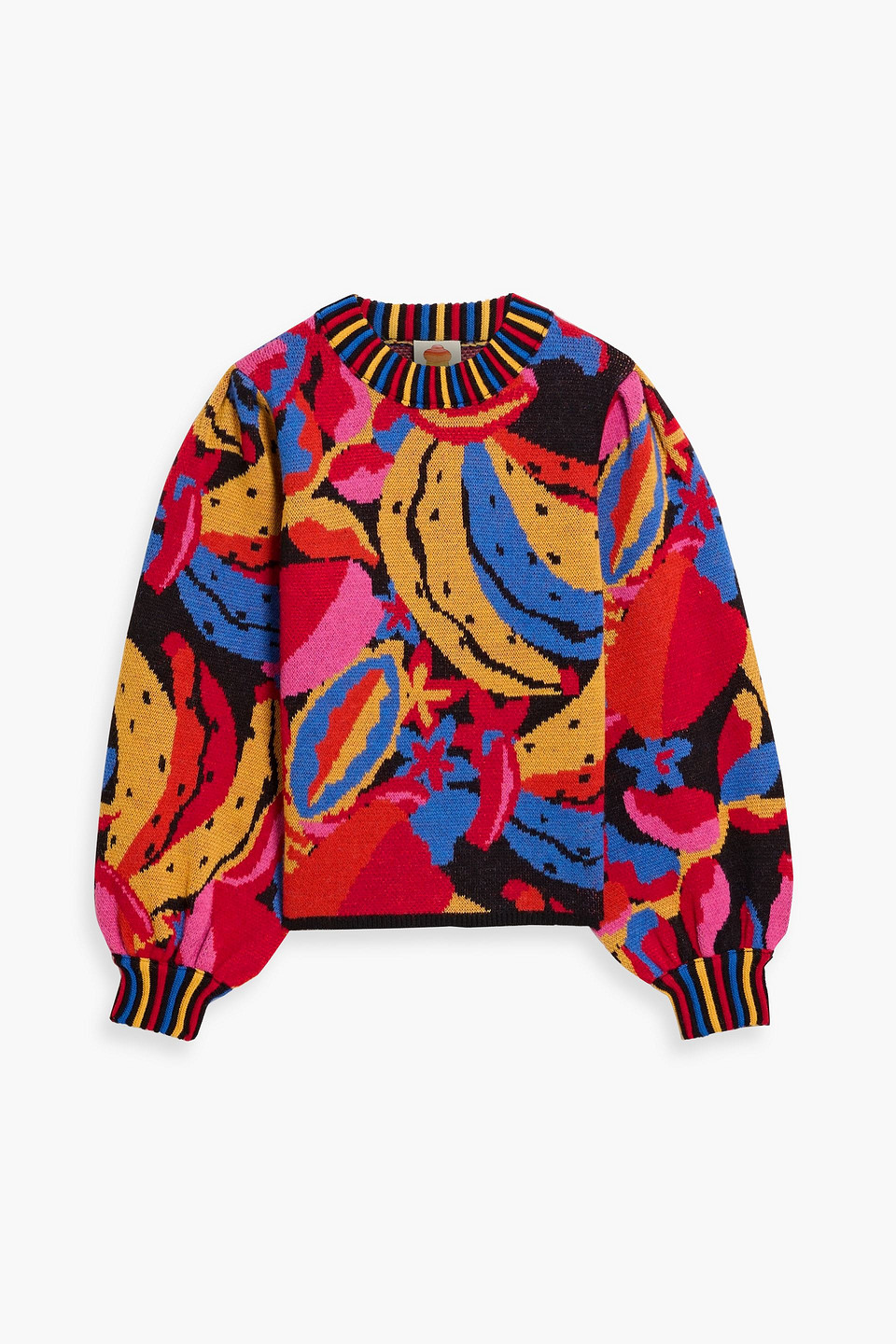 Farm Rio Intarsia Wool Sweater In Multi