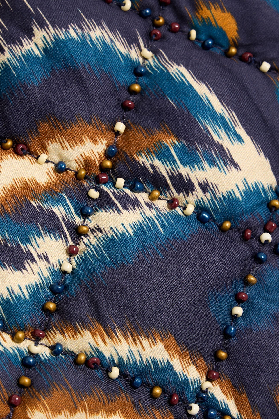 Farm Rio Blue Pineapple Ikat Long Sleeve Matelasse Blouse In Blue