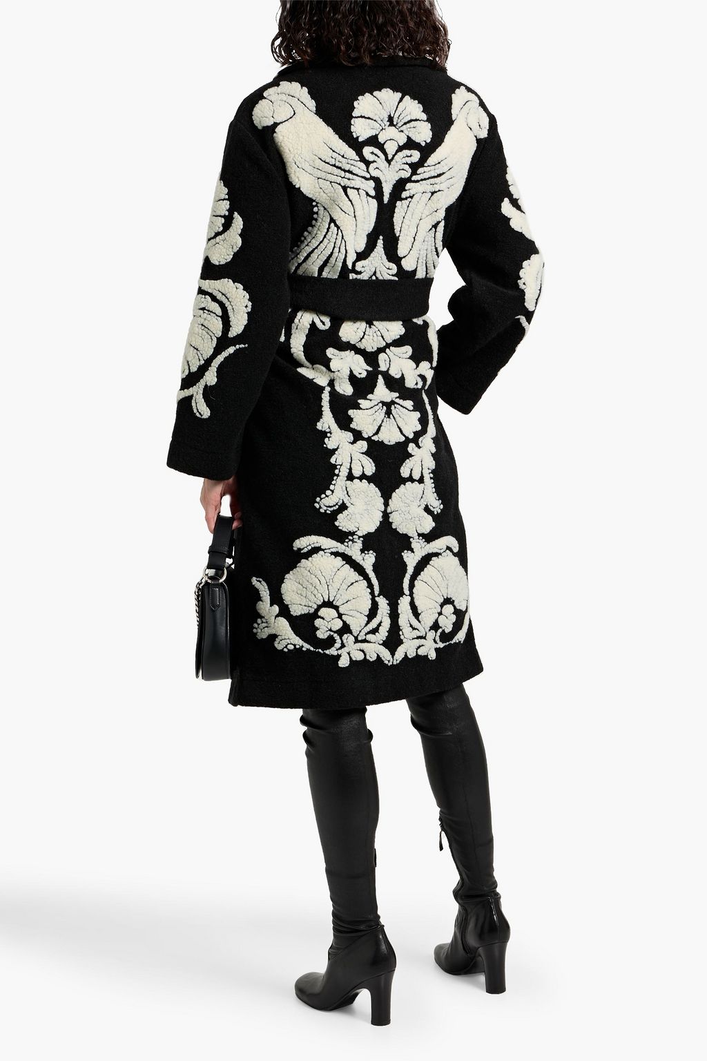 FARM RIO Belted jacquard-fleece coat