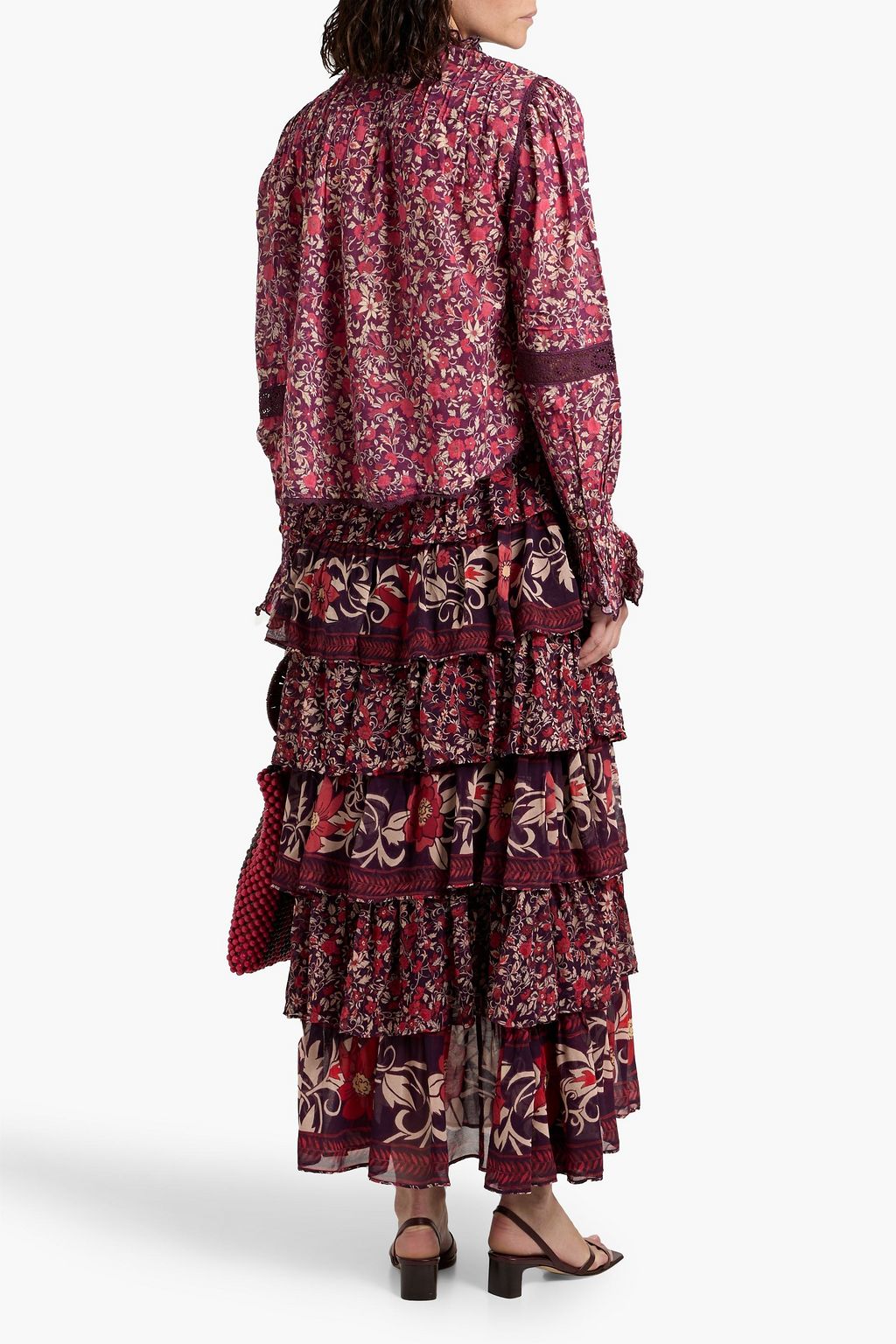FARM RIO Floral-print cotton-voile blouse
