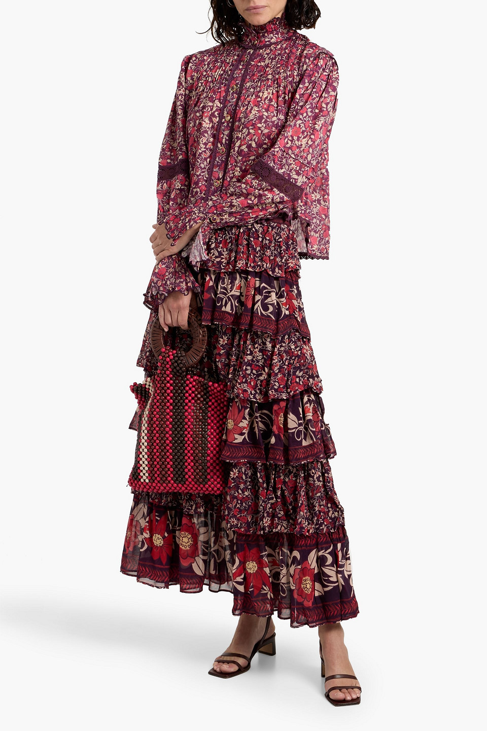 Farm Rio Floral-print Cotton-voile Blouse In Multi