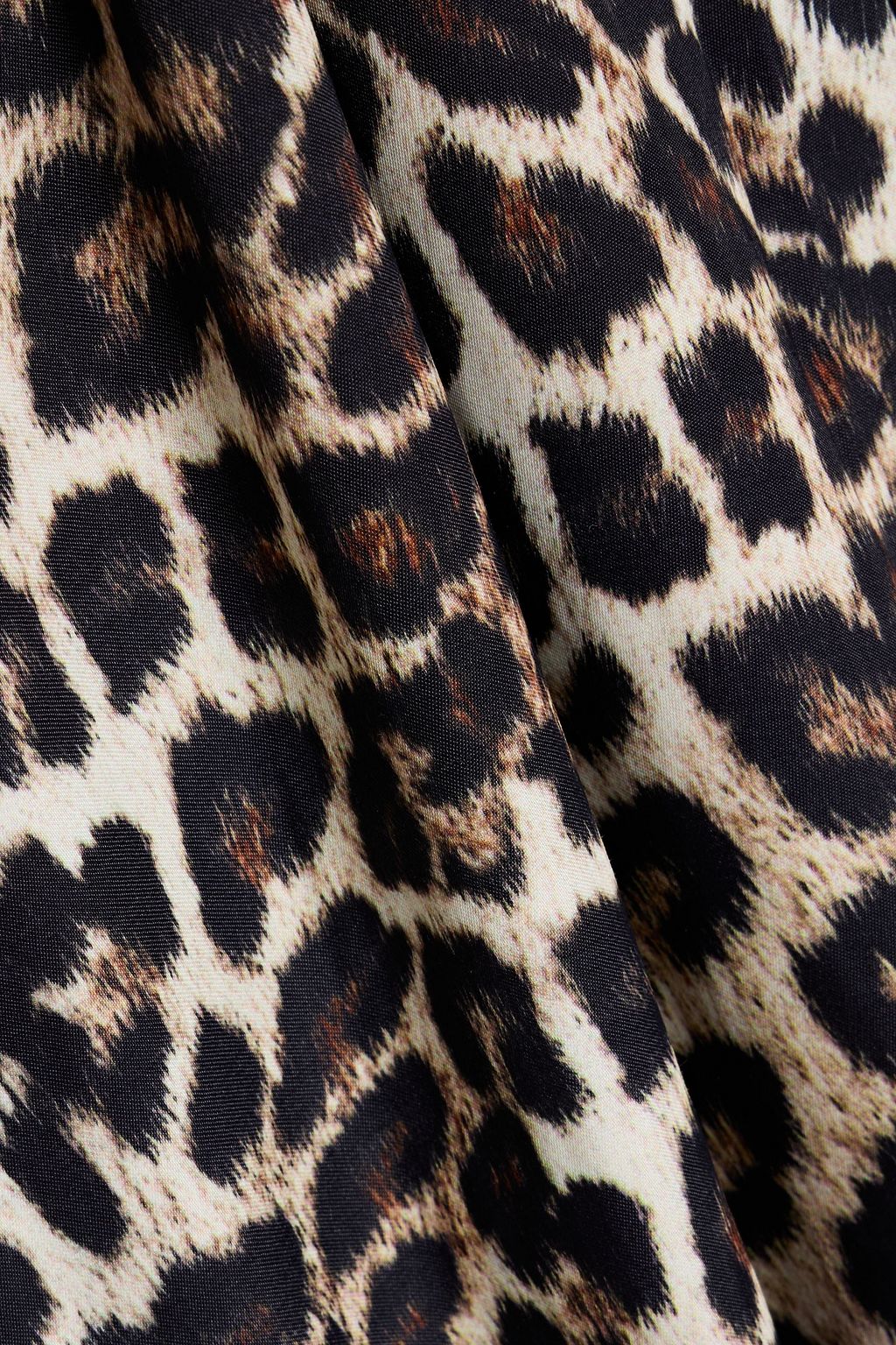 FARM RIO Ruched leopard-print satin midi dress