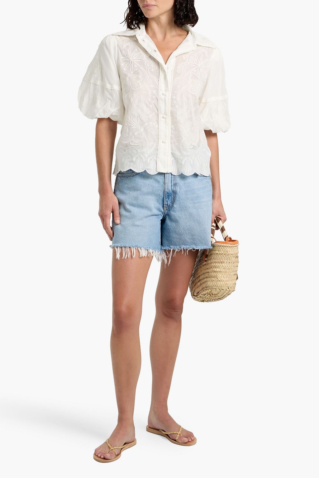 FARM RIO Embroidered cotton shirt