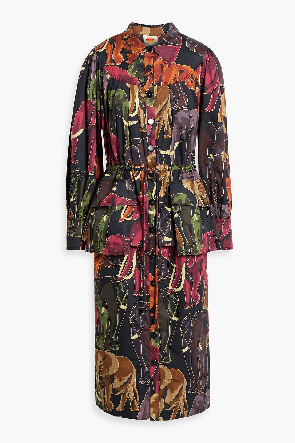 Farm Rio Printed Cotton-poplin Midi Shirt Dress In Multi