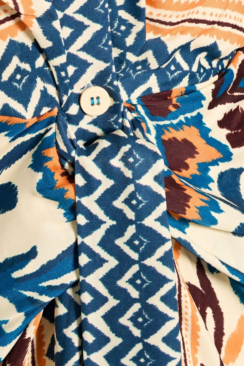 FARM RIO Printed satin midi shirt dress