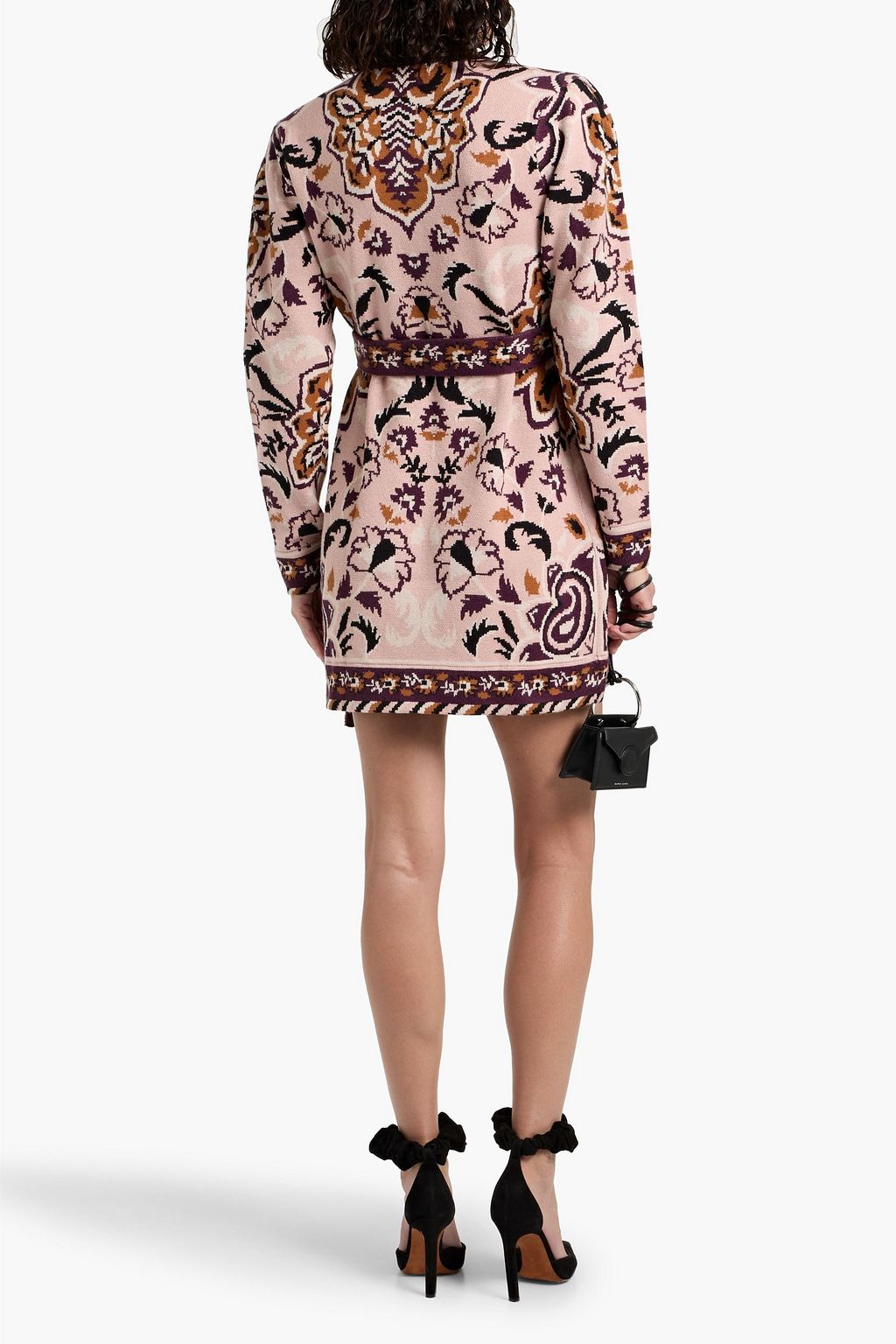 FARM RIO Jacquard-knit mini wrap dress