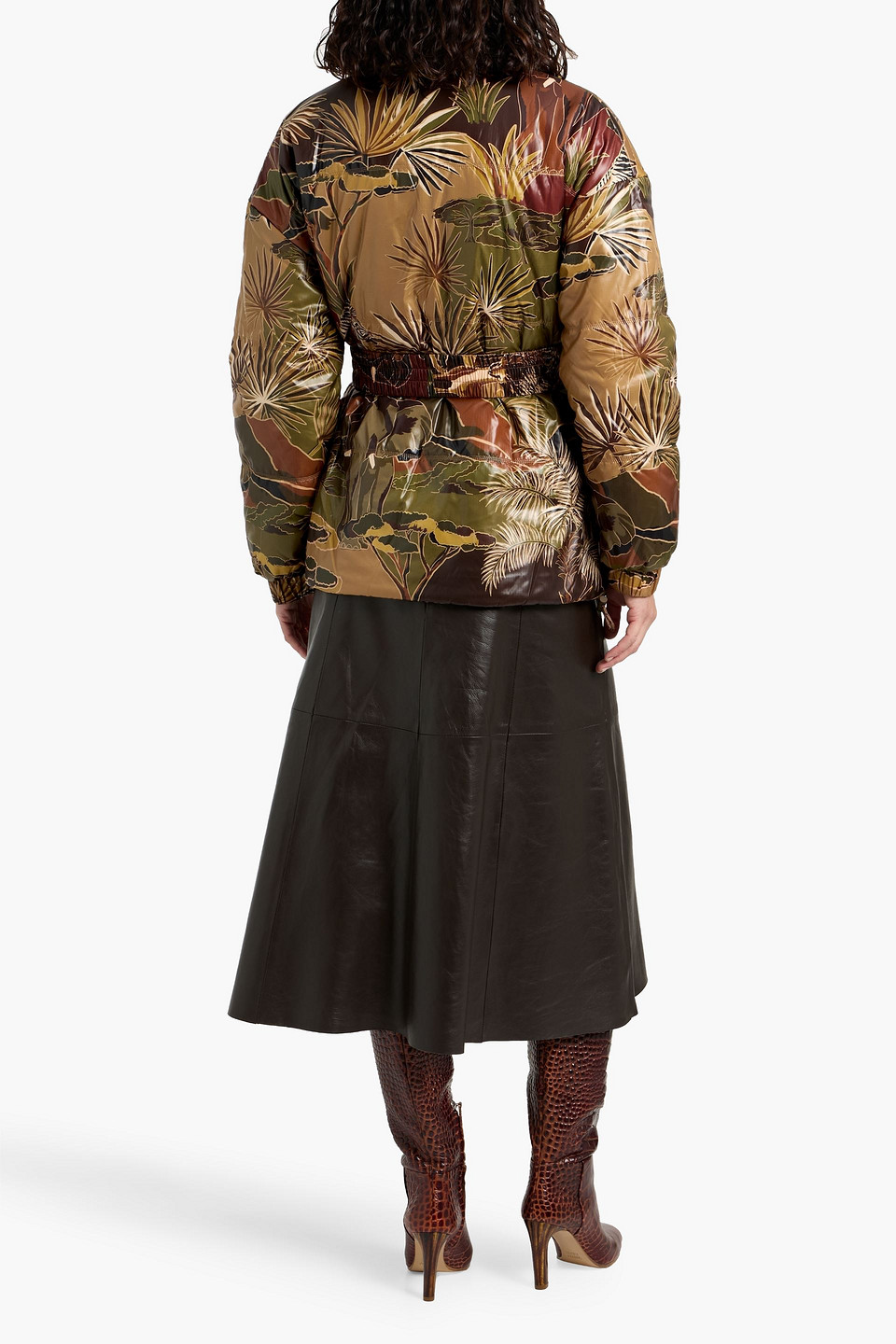 Farm Rio Reversible Printed Quilted Shell Jacket In Brown