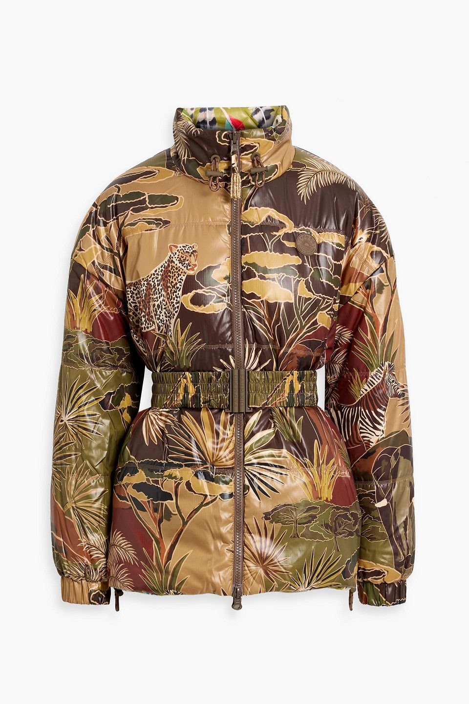 Farm Rio Reversible Printed Quilted Shell Jacket In Brown