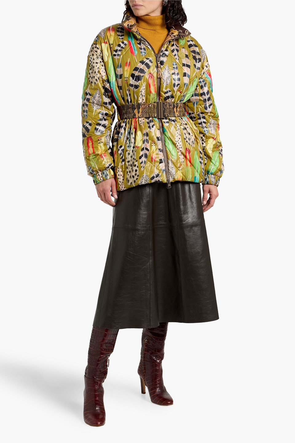 Farm Rio Reversible Printed Quilted Shell Jacket In Brown