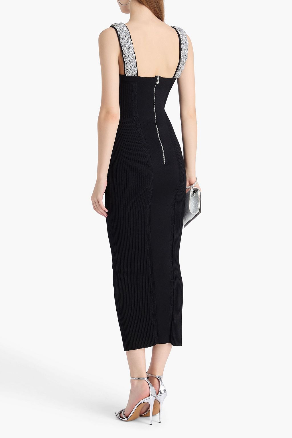 BALMAIN リブ編みニット ミディワンピース