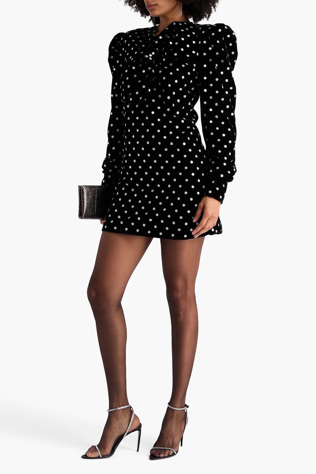 BALMAIN Minikleid aus Samt mit Polka-Dots und Glitter-Finish