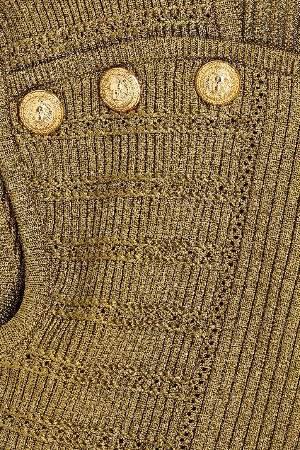 BALMAIN Cropped Oberteil aus Rippstrick mit Verzierung