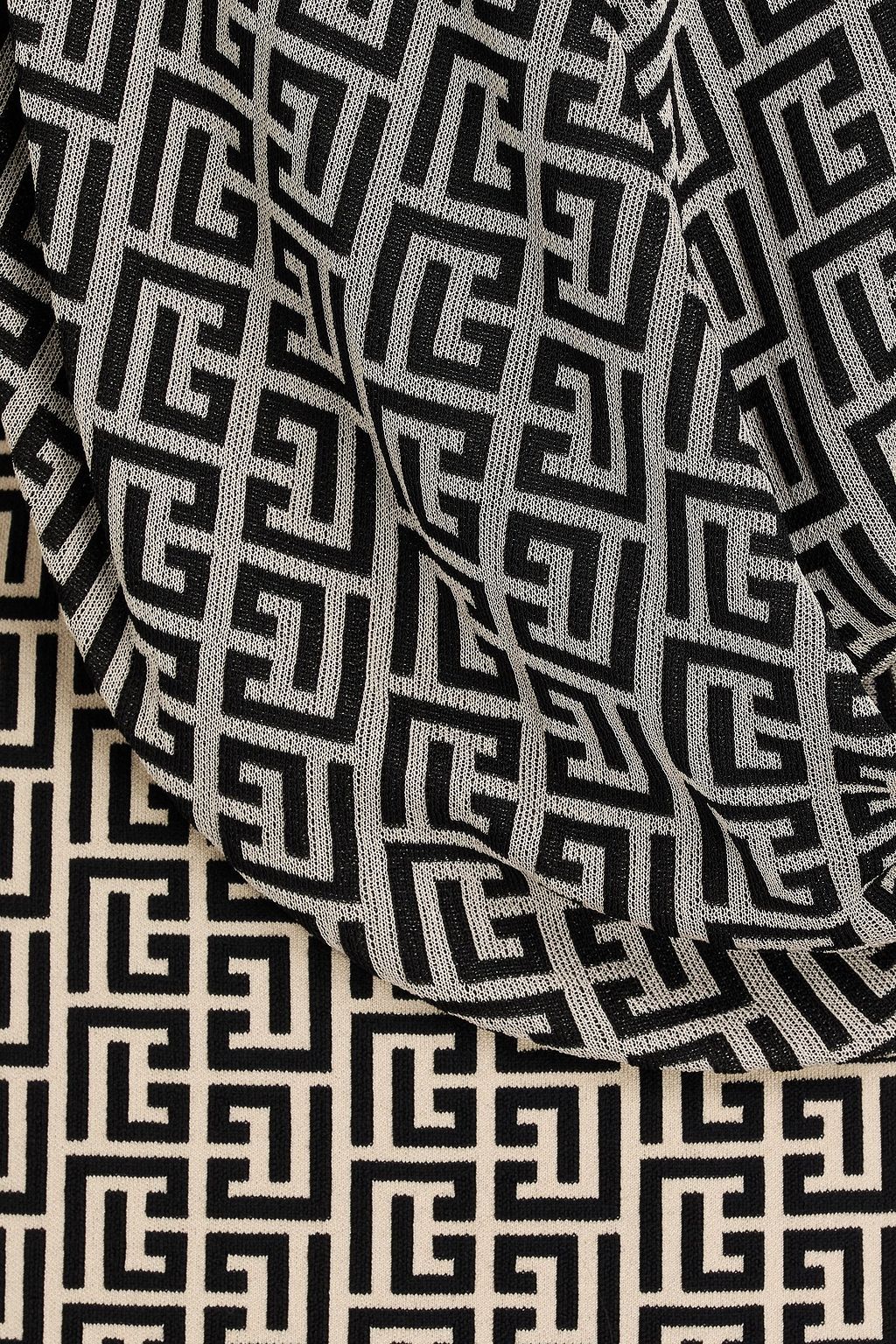 BALMAIN Minikleid aus Jacquard-Strick mit Drapierung