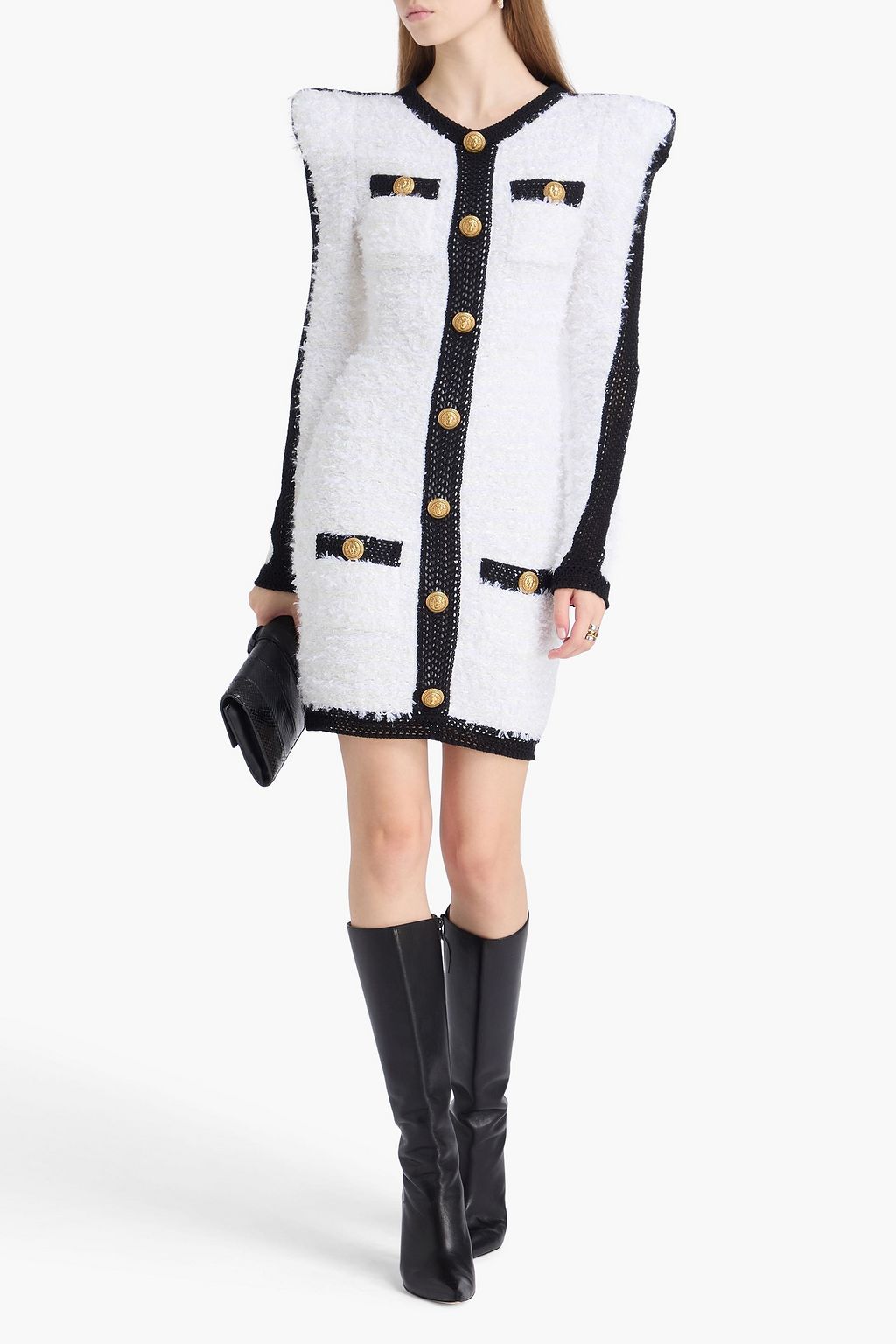 BALMAIN Minikleid aus Tweed mit Verzierung