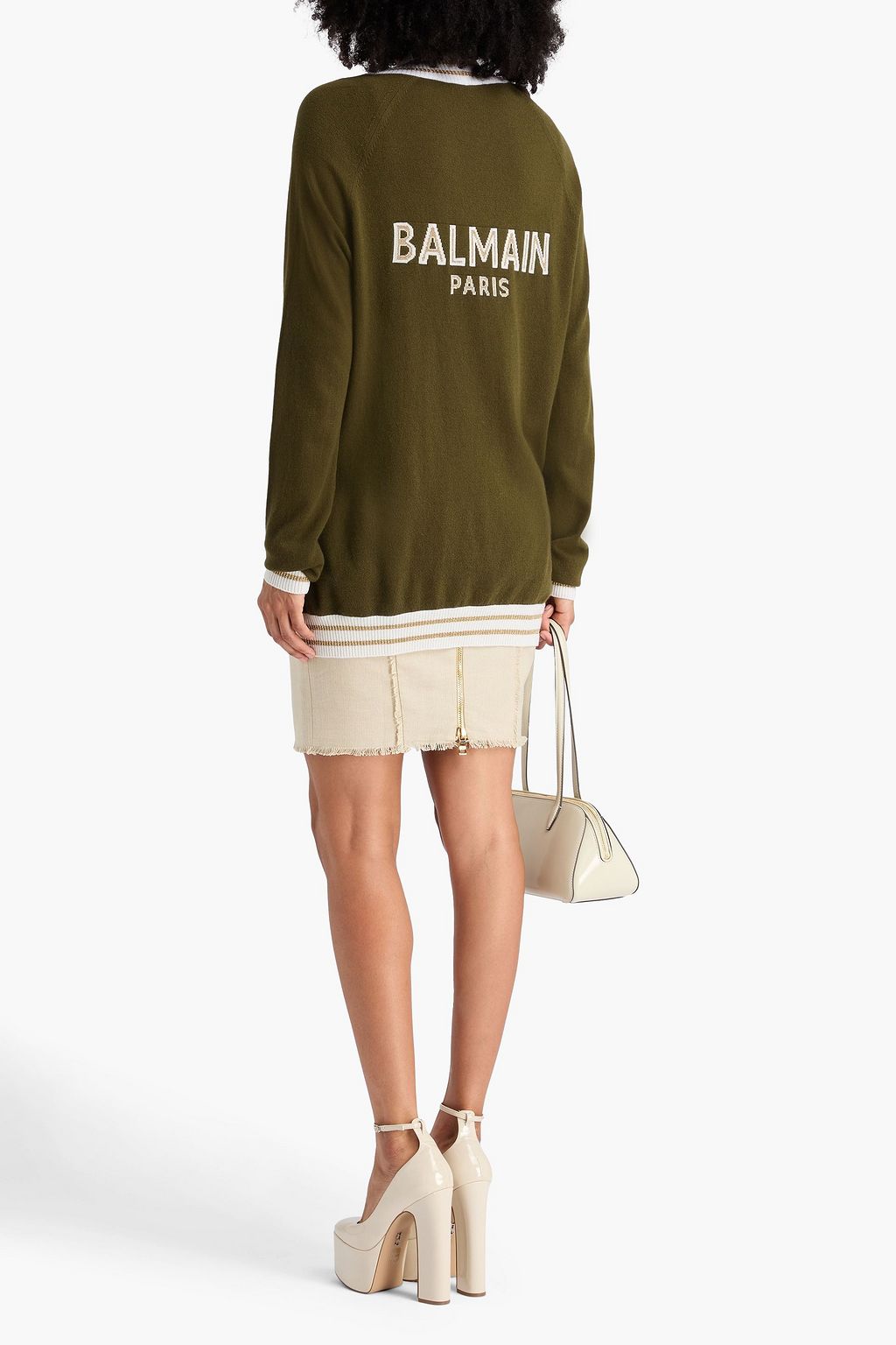 BALMAIN Embellished wool-blend cardigan