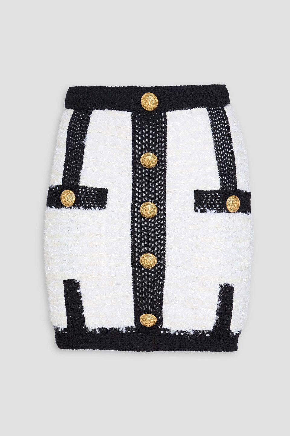 balmain - two-tone knitted mini skirt - white - fr 34
