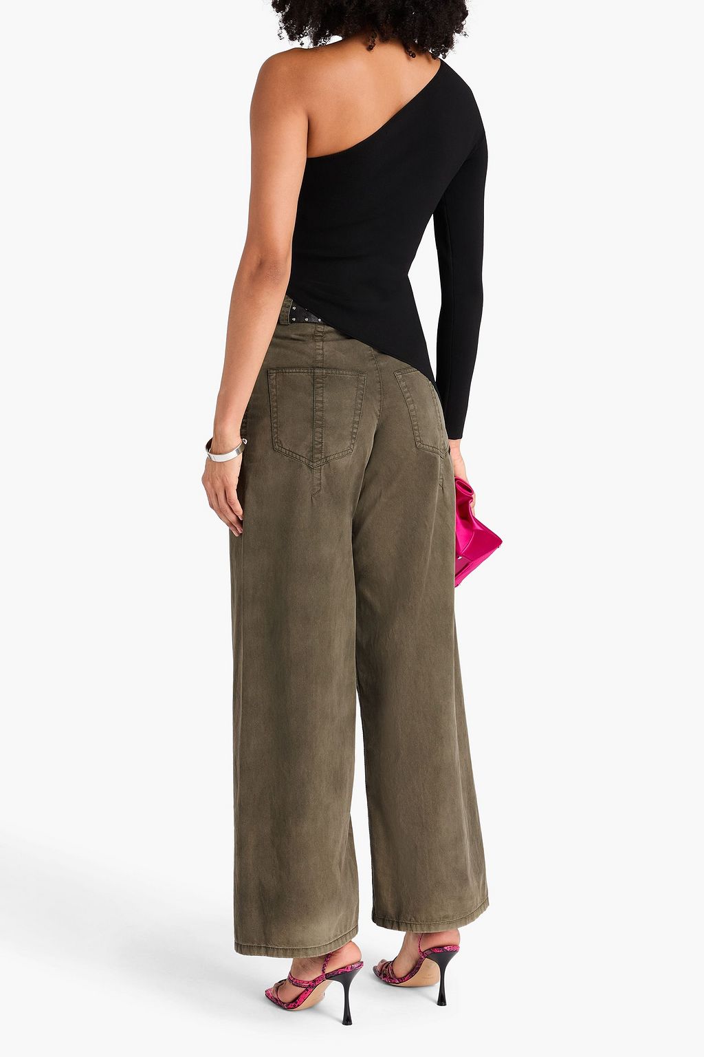 ALEXANDER WANG Faded cotton-twill wide-leg pants