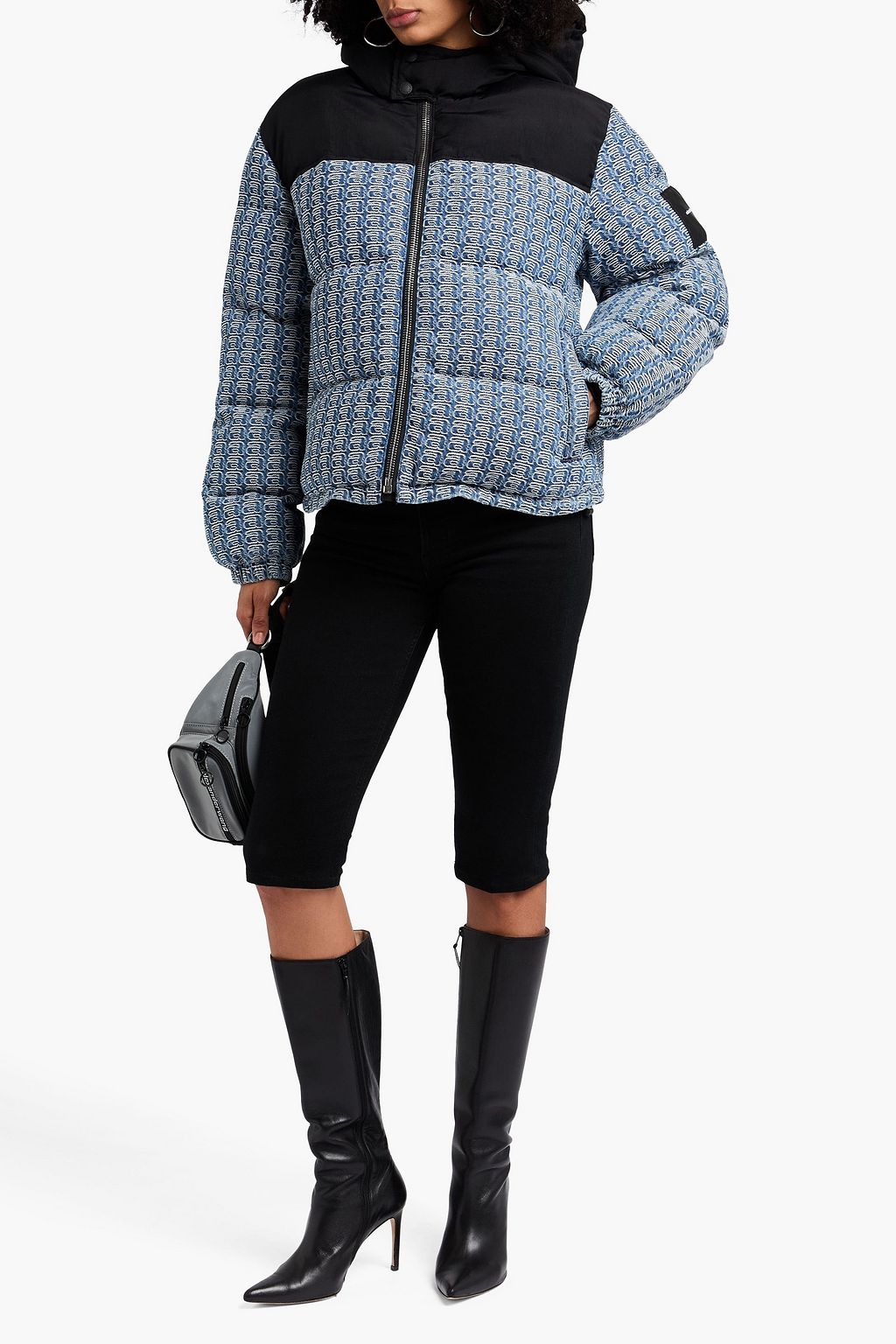 ALEXANDER WANG Quilted denim-jacquard hooded jacket
