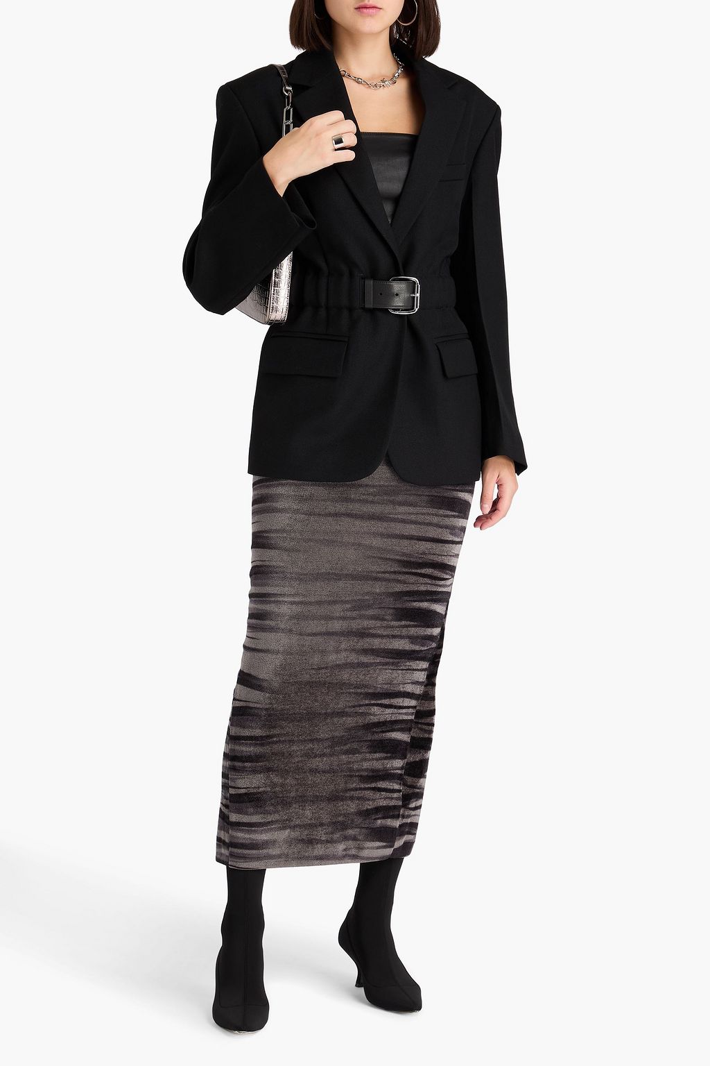 ALEXANDER WANG Belted grain de poudre wool blazer