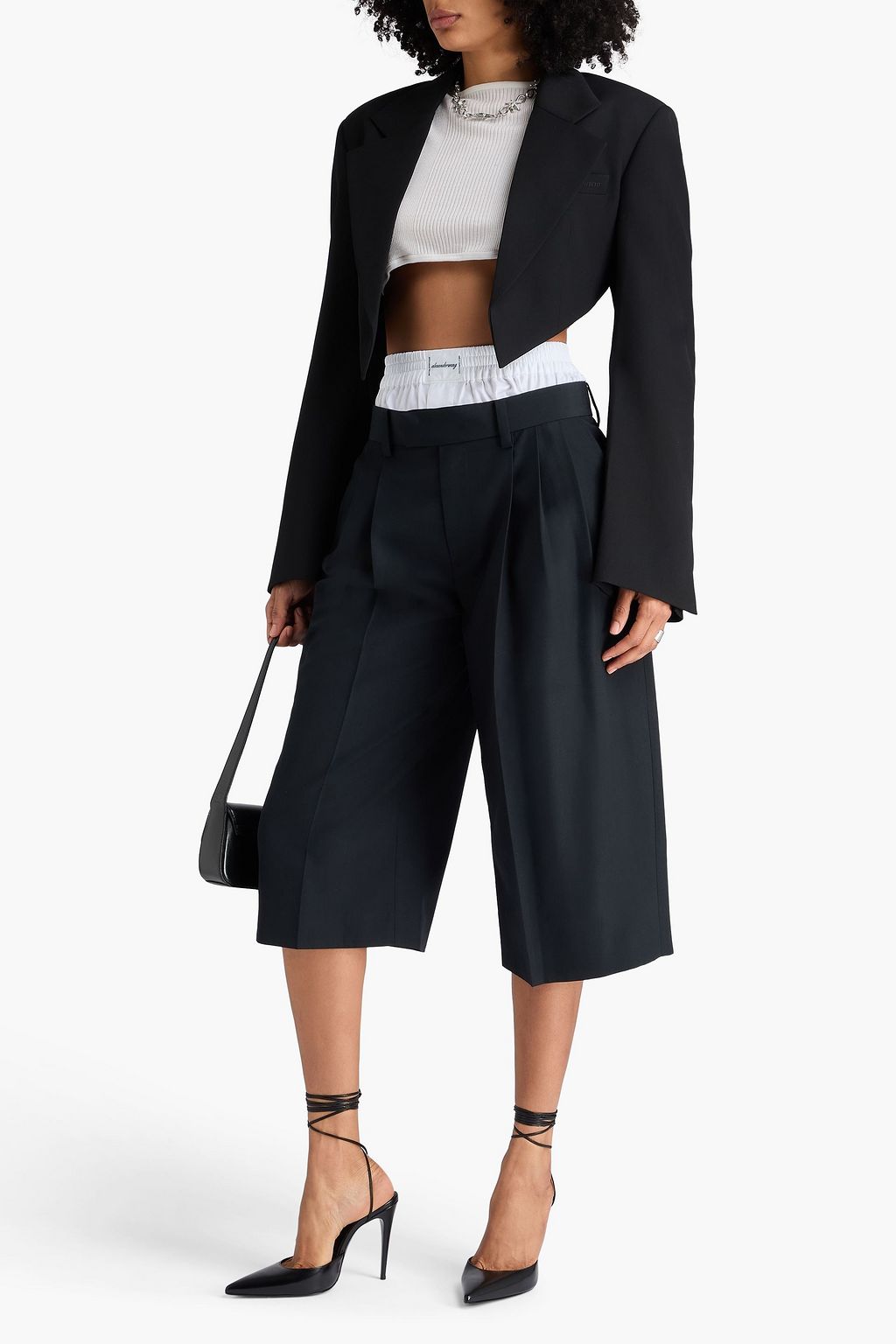 ALEXANDER WANG 울 트윌 크롭 블레이저