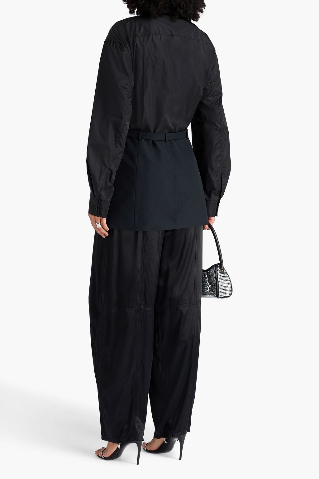 ALEXANDER WANG Belted shell-paneled wool-blend blazer