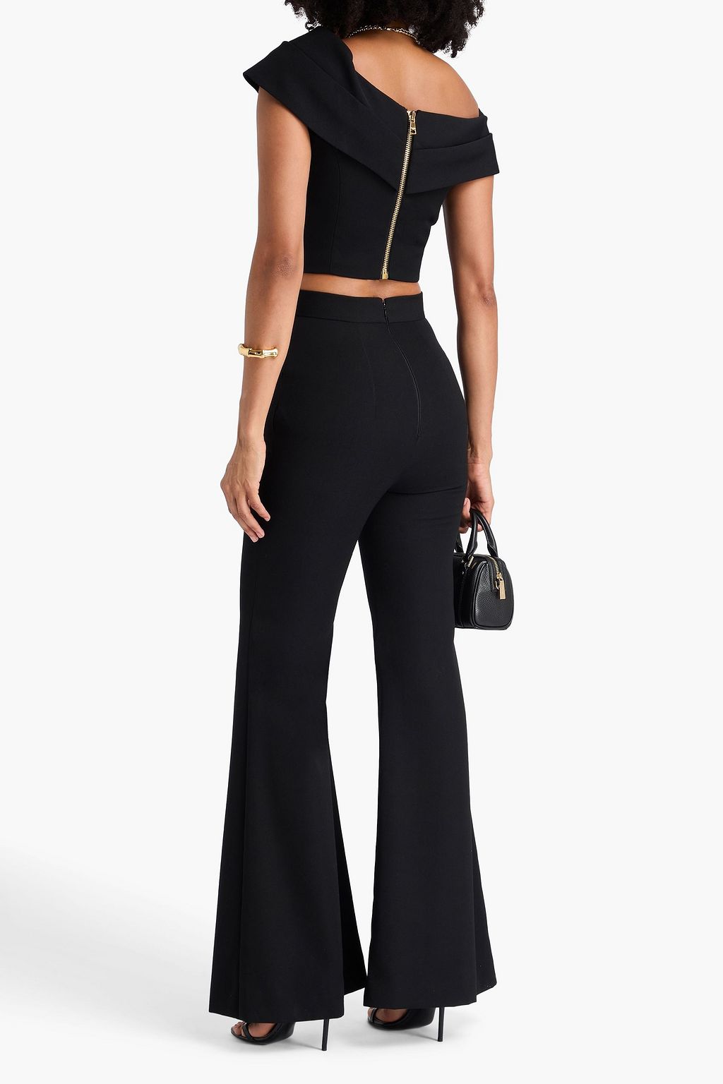 BALMAIN Schulterfreies Cropped Oberteil aus Wolle mit Verzierung