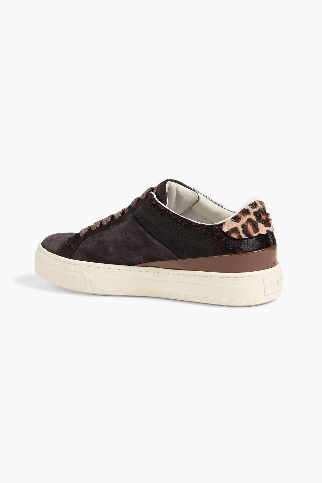 TOD'S Suede and leopard-print calf hair sneakers