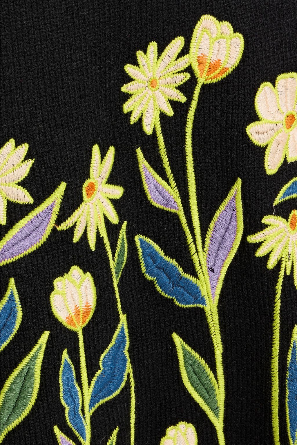 FARM RIO Embroidered knitted midi skirt