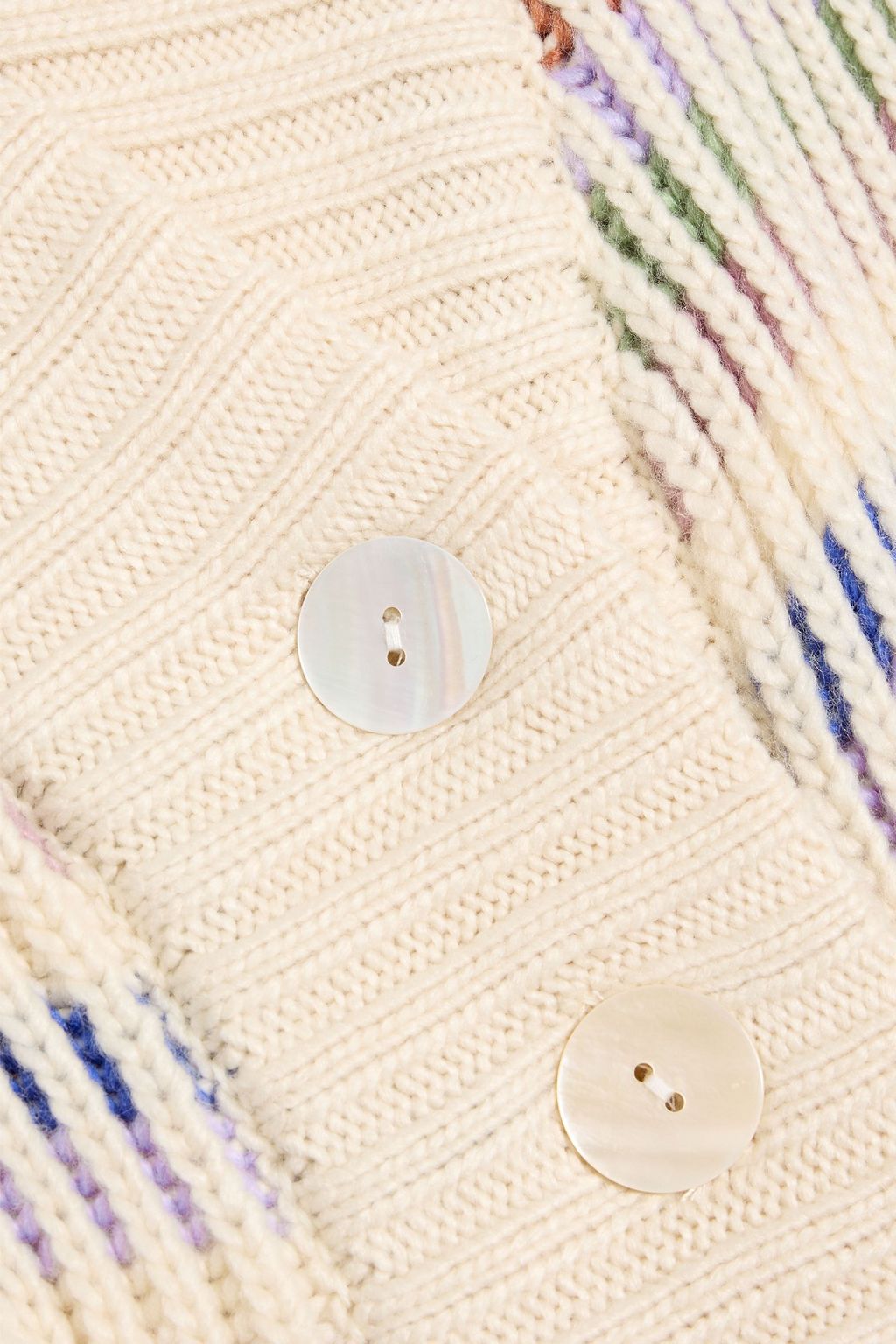 FARM RIO Striped ribbed-knit cardigan