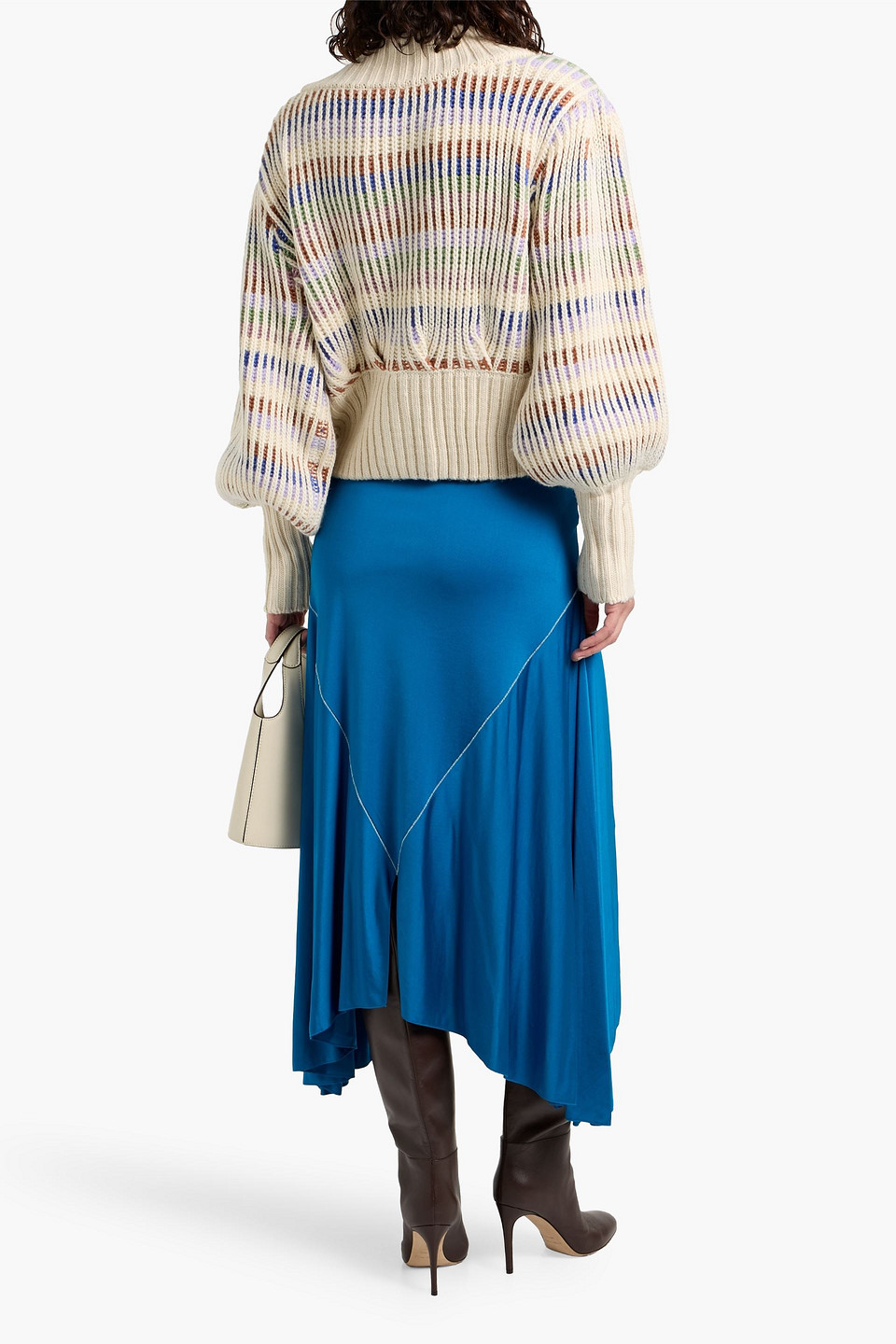 Farm Rio Striped Ribbed-knit Cardigan In Neutral