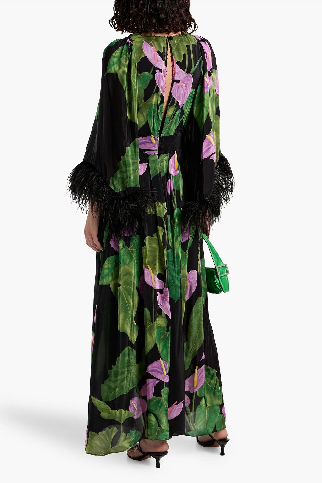 FARM RIO Embellished floral-print voile maxi dress