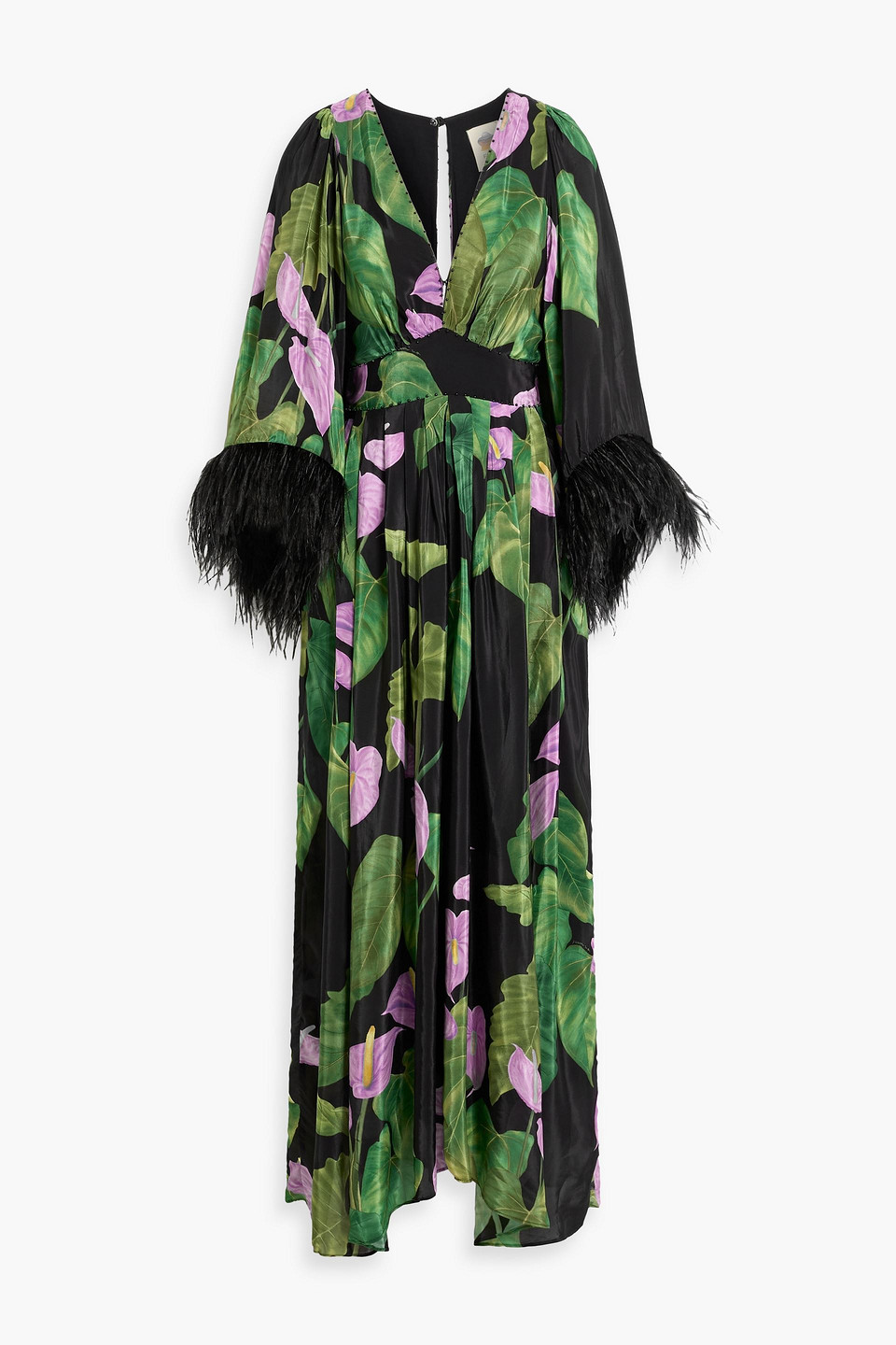 Farm Rio Embellished Floral-print Voile Maxi Dress In Multi