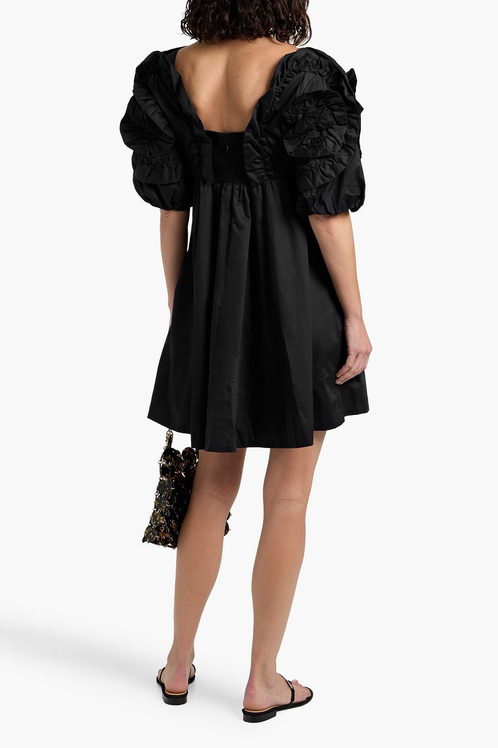 FARM RIO Ruffled cotton-sateen mini dress