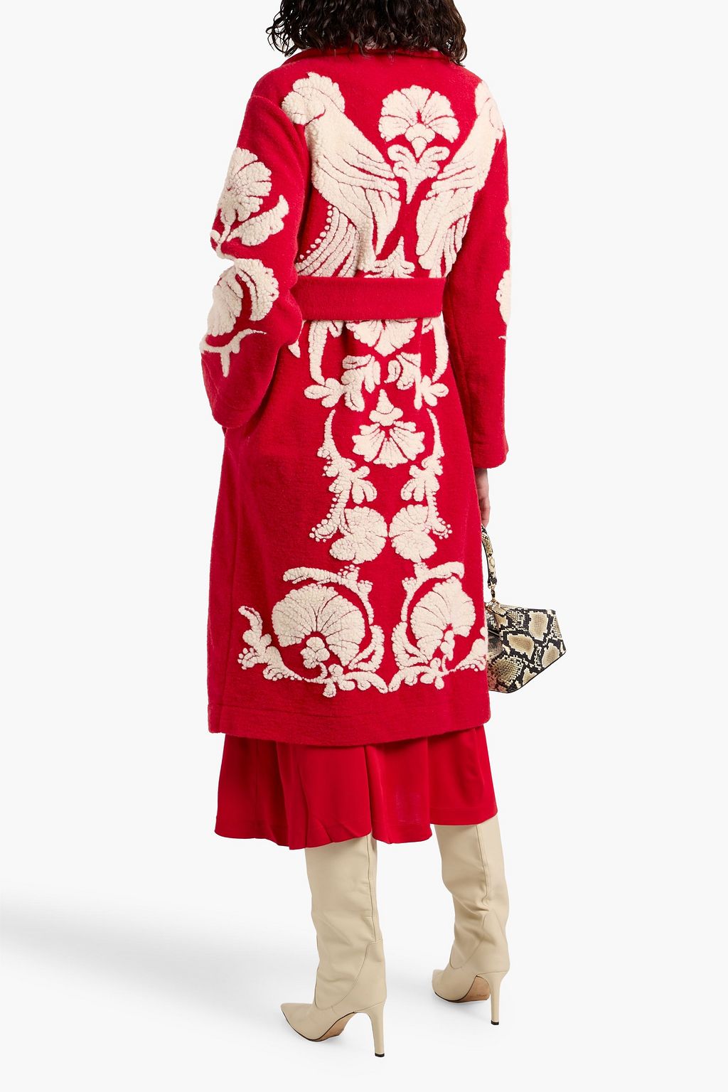 FARM RIO Belted jacquard-fleece coat
