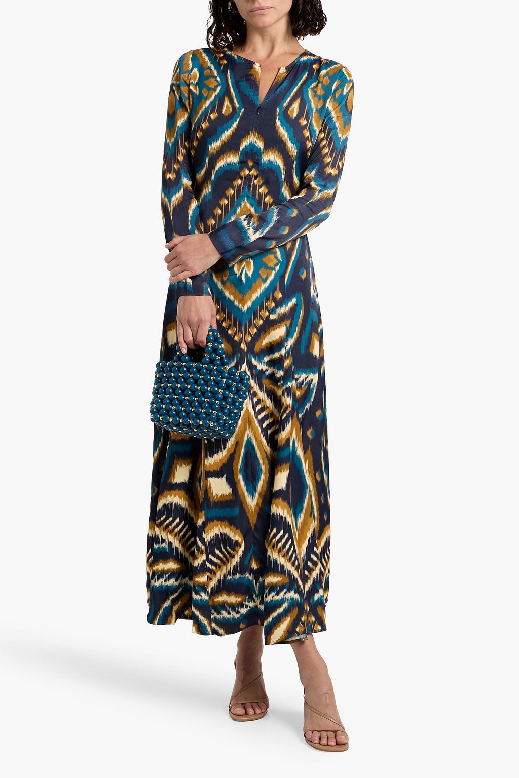 FARM RIO Printed crepe de chine maxi dress