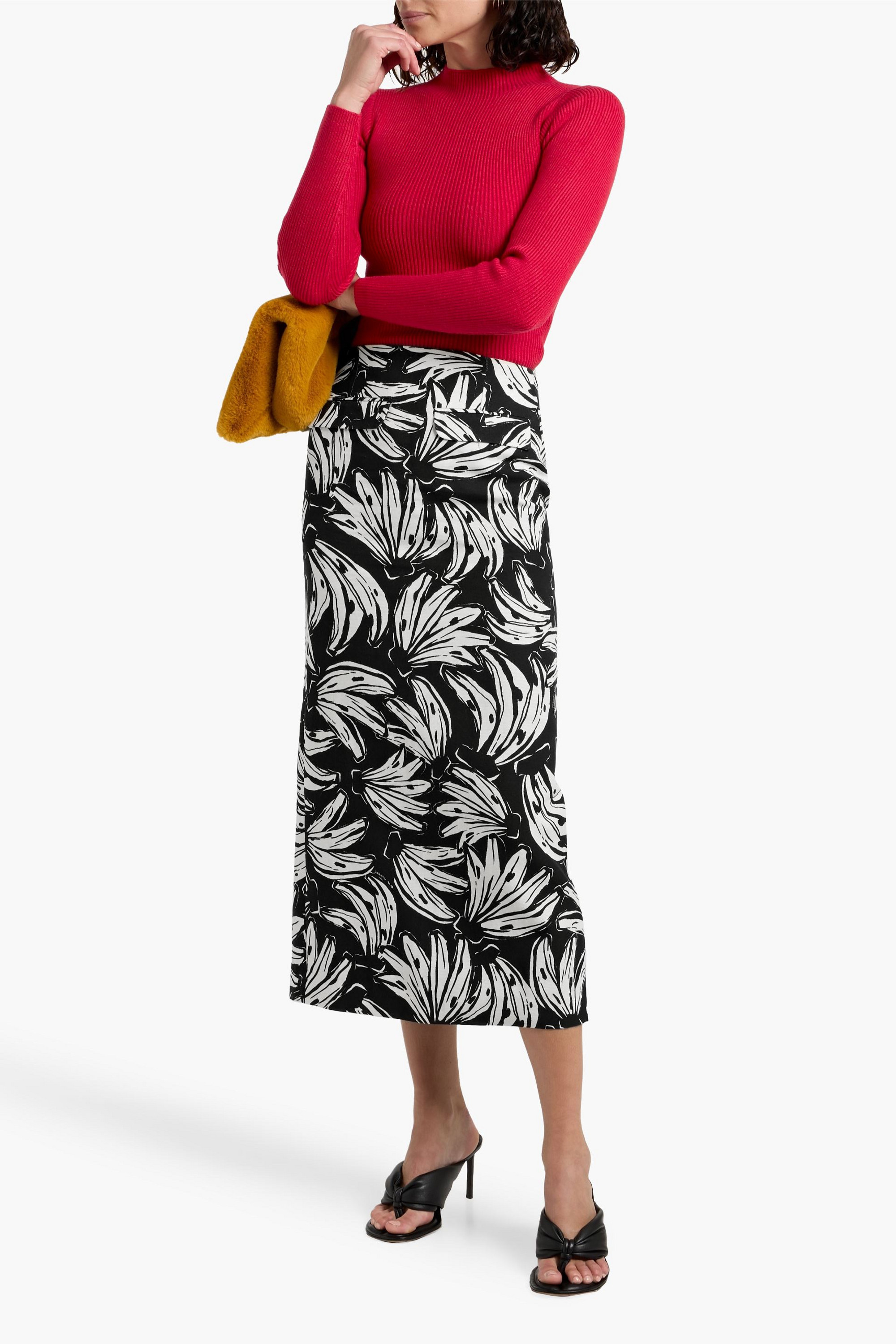 FARM Rio Printed cotton and Lyocell-blend canvas midi skirt
